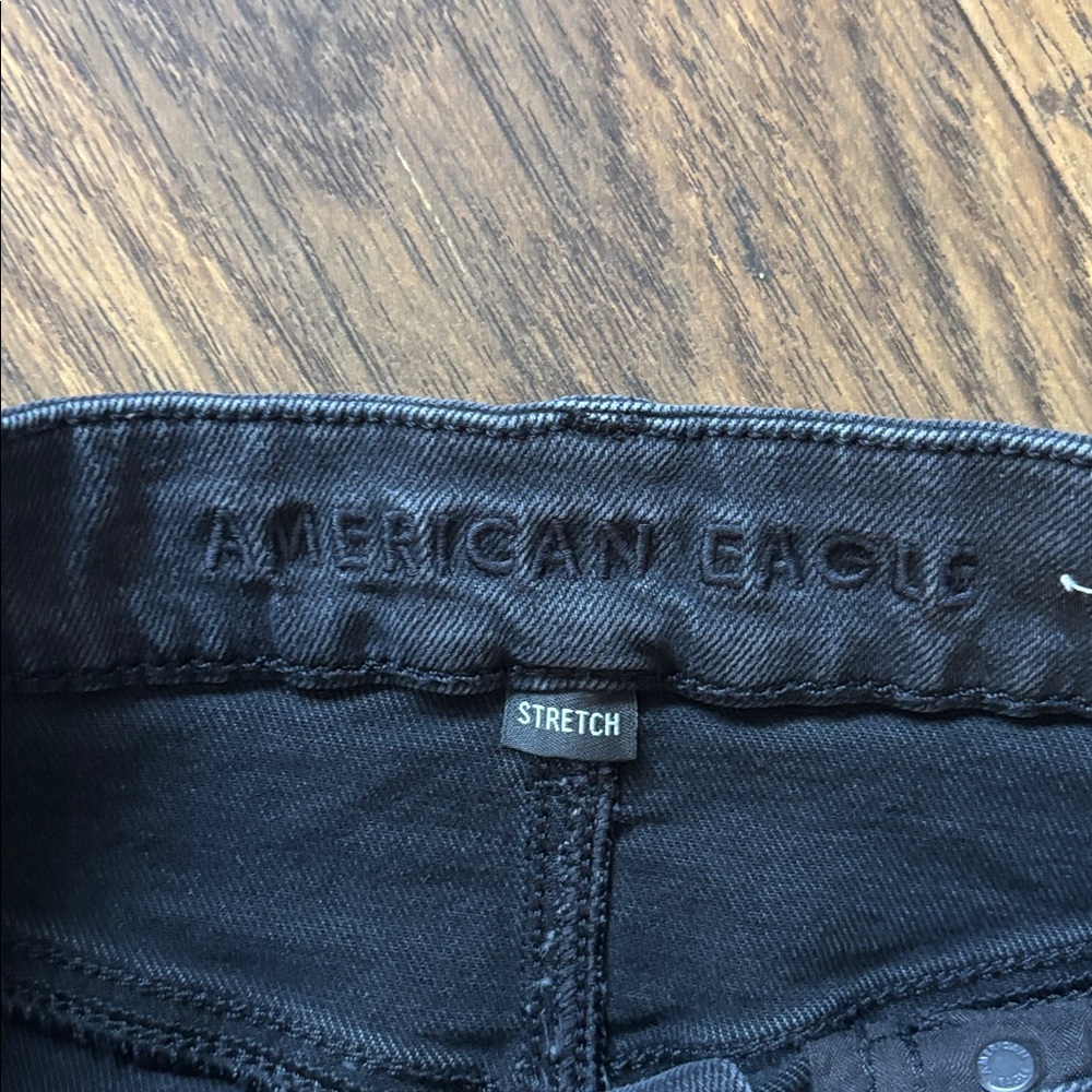 American Eagle Outfitters Charcoal Black Stretch Denim Jean Shorts Women’s Sz 6 - Picture 4 of 5